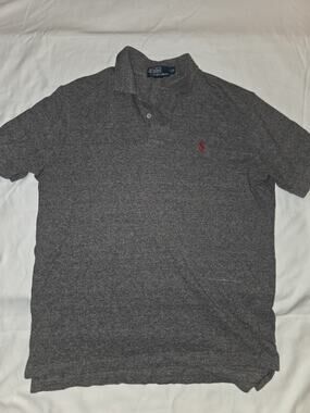 Polo Ralph Lauren Polo Shirt Mens Large Gray Short Sleeve Classic Fit Red Pony